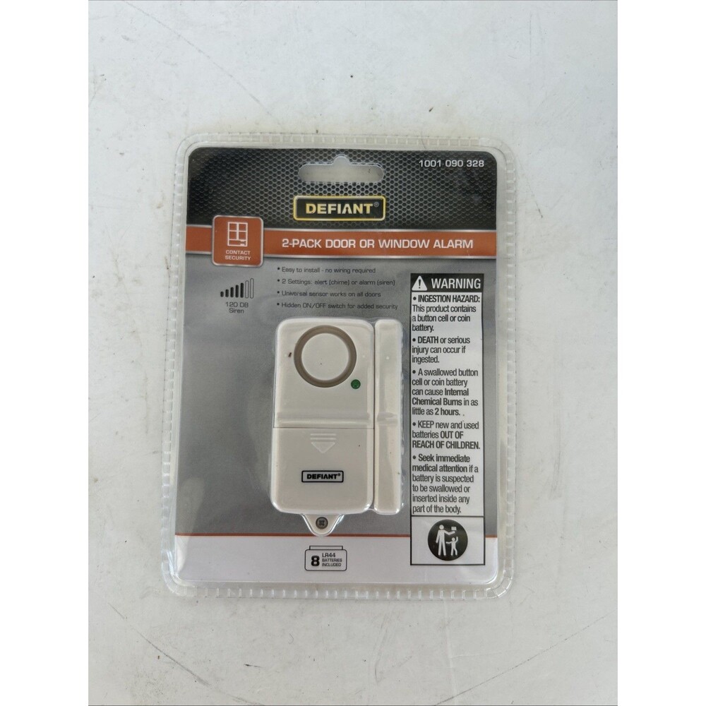 Defiant 2-Pack Door Window Alarm 120dB Siren Contact Security NEW Sealed